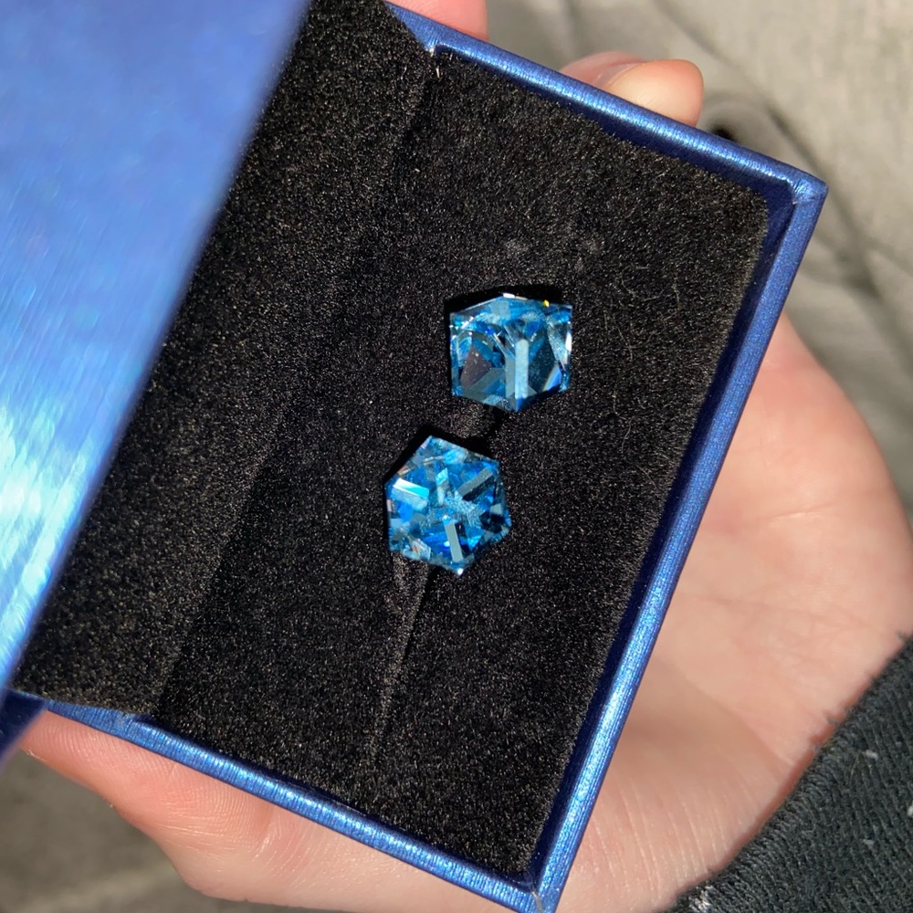 Sapphire Cubed Swarovski Crystal Earrings